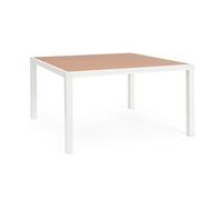 Decor Space Mesa Hilija con estructura de aluminio barnizado con pintura en polvo, tablero de efecto madera para decoración del hogar (blanco, 136 x 75 cm)