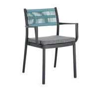 Decor Space Sillón Alvin con reposabrazos de polipropileno y respaldo con trenzado de cuerda de poliéster para interior (antracita/Avio, paquete de 2 unidades)