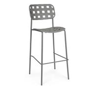 Decor Space Taburete Clover de bar, estructura de acero, asiento y respaldo de polipropileno, para interiores y exteriores, color gris, paquete de 4 unidades