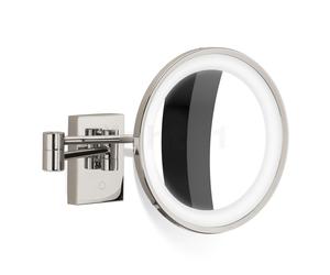 Decor Walther BS 40, espejo de aumento a pared LED, níquel satinado - ampliación 3 veces