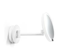Decor Walther Just Look Plus, espejo de aumento a pared LED con conexión directa, blanco mate - Ampliar 5 veces