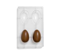 Decora 0050052 Molde para Huevos de Chocolate en Policarbonato 4 Cavidades 88 x 56 mm, Ideal para Preparar Chocolates Brillantes y Crujientes, Diseño Profesional