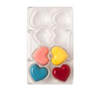 DECORA, 0050073 Molde para Chocolate en Forma de Corazón, en Policarbonato, 8 Cavidades de 50 X 20 mm, Ideal para Chocolates Brillantes y Crujientes, Empuñadura Ergonómica Patentada, Made in Italy