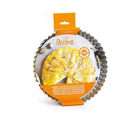 DECORA, 0070016 Molde para Tarta con Fondo Móvil de Acero Antiadherente, Redondo Ø 25 X H 3,5 cm, Facilita el Desmoldado de los Pasteles, Diseño Profesional