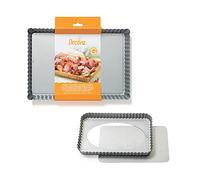 DECORA 0070027 0070025-Molde para Tarta Rectangular con Fondo móvil, 32 x 22 x 3,5 cm, 150 Grams, Acero aleado, Gris