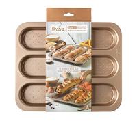 DECORA, 0070105 Molde Gold Line Baguette, 3 Cavidades de 34,3 x 7,8 x 3 cm, Ideal para Hornear 3 Baguettes, de Metal Antiadherente.