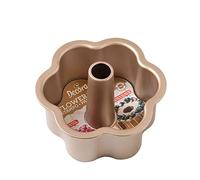 Decora, 0070108 Molde Gold Line Angel Food Ø 22 X 10 cm, Ideal para Preparar un Delicioso Angel Food, Molde con Base Plana Desmontable para Pasteles Clásicos en Forma de Flor, Metal Antiadherente