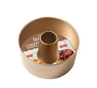 Decora, 0070109 Molde Gold Line Chiffon Cake Ø 20,5 X 10 cm, Ideal para Preparar un Delicioso Chiffon Cake con Base Plana Desmontable para Pasteles Clásicos en Forma de Flor, Metal Antiadherente