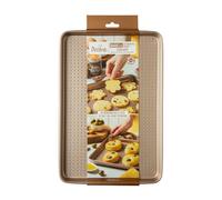 Decora 0070116 Bandeja perforada Cookies 39,7 x 27 x 2,4 H cm Gold Line, perfecta para galletas y levadura, ideal para preparaciones dulces y saladas, de metal robusto y antiadherente