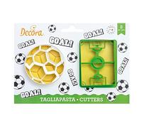 DECORA, 0255048 Kit de Cortadores de Fútbol, Molde de Balón + Molde de Campo de Fútbol, El Kit Ideal para Crear Decoraciones de Pasta de Azúcar o Goma, Hecho en Italia, Diseño Original. Paquete de 2