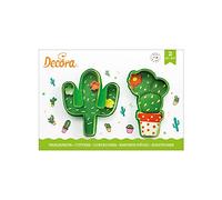 Decora 0255072 Kit 2 CORTADORES DE PLÁSTICO Cactus 9 X H 2,2 CM, Verde, Variados