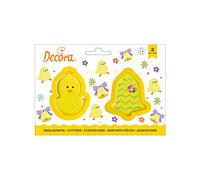 DECORA 0255073 Set 2 CORTADORES EN PLÁSTICO Pollito Y Campana 8/9 X H 2,2 CM