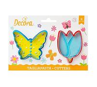 DECORA 0255075 Set 2 CORTADORES EN PLÁSTICO Mariposa Y Flor 8/9 X H 2,2 CM