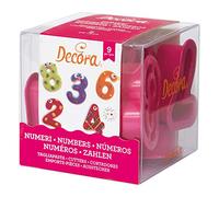 DECORA 0255080 Kit Cortapastas de Números, El Kit Ideal para Crear Decoraciones en Pasta de Azúcar o Goma, Envase de 9 piezas.