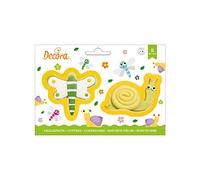 Decora 0255203 Kit 2 EMPORTE-PIÈCES EN Plastique LIBELLULE ET Escargot, El plastico, Amarillo
