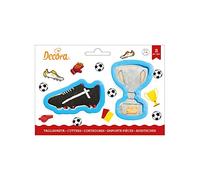 Decora 0255208 Kit 2 CORTADORES DE PLÁSTICO Trofeo Y Zapato DE FÚTBOL, Surtido