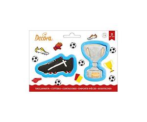 Decora 0255208 Kit 2 CORTADORES DE PLÁSTICO Trofeo Y Zapato DE FÚTBOL, Surtido