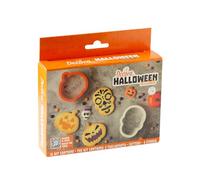 Decora, 0255223 - Juego decorativo de Halloween, 2 cortadores de calabaza y calavera + 4 plantillas decorativas, ideal para crear galletas decoradas tridimensionales, fabricado en Italia, paquete de 6