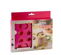 Decora 0255237 Placa cortapasta Mini Milk CupCookies, ideal para hacer 22 mini galletas con temática de fútbol, para hundirse en la leche para hacer único el desayuno de Navidad. Dim. 21x14,7x1,7 cm