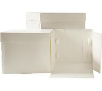 Decora, 0339407 Caja para dulces de cartón microondas con tapa, de 26,5 x 26,5 x 15 cm de altura, para transportar y almacenar tartas decoradas, empaquetadas individualmente. Producto patentado.