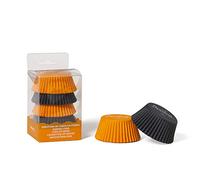 DECORA, 0339645 Moldes para Muffins Naranja y Negro, Moldes Muy Prácticos para Hornear, Presentar y Regalar Muffins, Resistentes hasta 220°C, En un Práctico Blister