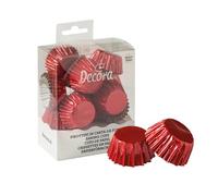 Decora, 0339797 - Juego de 180 moldes Bon Bon Bon Rosso Metallic de 27 x 17 mm, para hornear, presentar y regalar magdalenas y dulces, soportan hasta 180 °C, en cómodo blíster, fabricado en Italia