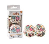 Decora, 0339818 Paquete de 36 moldes de globo aerostático de 50 x 32 mm, para hornear, presentar y regalar magdalenas y dulces, resisten hasta 180 °C, en cómodo blíster, fabricado en Italia