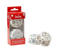 DECORA, 0339871 Moldes para Muffins, Muy Prácticos para Hornear, Presentar y Regalar Muffins, Resistentes hasta 220°, Hechos en Italia, Diseño de Estrellas en Plata y Oro, Paquete de 36