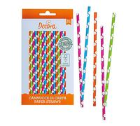 Decora 0350105 PAQUETE 80 PAJITAS DE PAPEL BIO MULTICOLOR Ø 6 X 210 MM, color surtidos