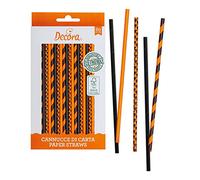Decora 0350106 PAQUETE 80 PAJITAS DE PAPEL BIO NARANJA&NEGRO Ø 6 X 210 MM, color surtidos (KB2B1)