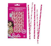 Decora 6 X 210 MM 0403050 PAQUETE 80 PAJITAS DE PAPEL BIO BARBIE Ø, color surtidos