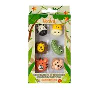 Decora 0500297 Paquete de 6 decoraciones de azúcar Animales de la selva
