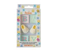 Decora 0500457 - Pack de 6 decoraciones Baby Shower de azúcar