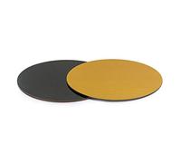 DECORA, 0932553 Plato para Tarta de Cartón, Revestido de Plástico, de 3 mm de Espesor, Ideal para Presentar y Servir Postres, Color Oro y Negro, Diámetro 36 cm