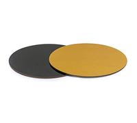DECORA, 0932554 Plato para Tarta de Cartón, Revestido de Plástico, de 3 mm de Espesor, Ideal para Presentar y Servir Postres, Color Oro y Negro, Diámetro 40 cm
