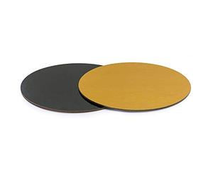 DECORA, 0932554 Plato para Tarta de Cartón, Revestido de Plástico, de 3 mm de Espesor, Ideal para Presentar y Servir Postres, Color Oro y Negro, Diámetro 40 cm