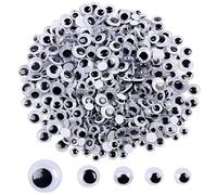 DECORA 500 piezas de 6 mm a 12 mm, ojos saltones negros con autoadhesivos, para manualidades y decoraciones