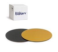 Decora, 5933114 Paquete de 50 Platos Pastel de Ø 30 x 3 mm de altura mm, color dorado y negro, de cartón, revestidos con película impermeable, ideal para presentar y servir dulces