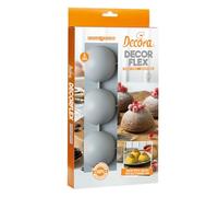 Decora 9260434 Molde de silicona flexible de alta calidad de 6 cavidades, media bola de 70 x 35 mm de diámetro, ideal para hacer golosinas o preparaciones saladas tanto de horno como de nevera