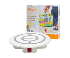 DECORA, 9271050 Plato Giratorio de plástico, Soporte Giratorio Profesional de plástico, Fácil de Limpiar, Base Antideslizante, con botón de Bloqueo, Diámetro de 32 centímetros