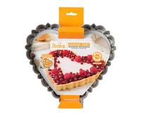 Decora 0075056 - Molde de tarta con fondo móvil de 25 x 23 x 3 cm de altura, de acero antiadherente, corazón, para desmoldar dulces fácilmente, diseño profesional registrado, patentado