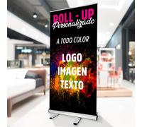 DECORA TU MUNDO Roll Up de 100x200 Impresión Incluida - Cartel, Pancarta, Poster, Lona, Atril, Expositor Publicitario para Eventos, Ferias, Bodas o Cumpleaños - Estructura mas Lona Personalizada