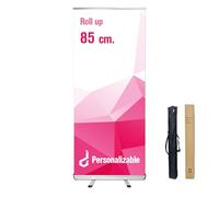 DECORA TU MUNDO Roll Up de 85x200 Impresión Incluida - Cartel, Pancarta, Poster, Lona, Atril, Expositor Publicitario para Eventos, Ferias, Bodas o Cumpleaños - Estructura mas Lona Personalizada