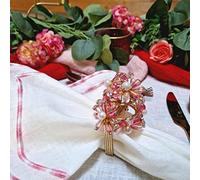 Decorable 12pcs Spring Flower Pink Napkin Rings - Elegant Dining Table Decor Napkin Holder Rings - Household Napkin Rings Set for Christmas Wedding Party Table Decor - Rustic Table Setting Decorations