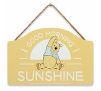 Decoraci n de pared de madera colgante con el texto ""Good Morning Sunshine"" de Winnie The Pooh de Open Road Brands: adorable letrero de Winnie Th