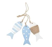 Decoraci¨®n de Peces de Madera, 3 Peces Peque?os Colgantes, Estilo Marino y N¨¢utico, Adorno de Pared para el Hogar con Tema de Playa