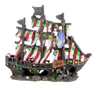 Decoraci n para acuarios de naufragio con vela a rayas de Penn-Plax Deco-Replicas - Apto para peceras de agua dulce y salada - Mediano