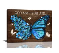 Decoracin de flores de mariposa azul de la granja Arte de la pared de la mariposa rstica dios dice que son fotos decoracin de la pared lienzo esta