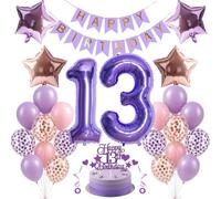 Decoración 13 cumpleaños niña niño decoración 13 cumpleaños niña cumpleaños decoración 13 niña rosa púrpura globos decoración 13 cumpleaños púrpura oro rosa cumpleaños cumpleaños 13 años raga