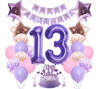 Decoración 13 cumpleaños niña niño decoración 13 cumpleaños niña cumpleaños decoración 13 niña rosa púrpura globos decoración 13 cumpleaños púrpura oro rosa cumpleaños cumpleaños 13 años raga